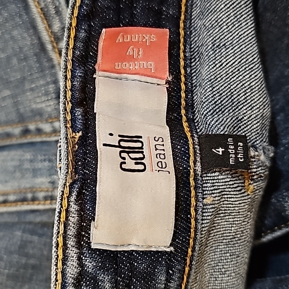 CABI Jeans Women's Button Fly High Rise Skinny BOHO Distressed Size 4 - Picture 5 of 9